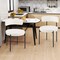 White Faux Sherpa Metal Dining Chairs Set of 2 with Curved Backrest and Padded Seat